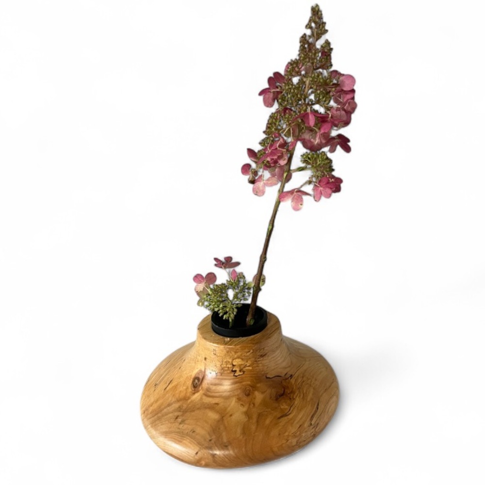 Ikabana vase of spalted maple hand crafted Wooden Vase with Natural Grain